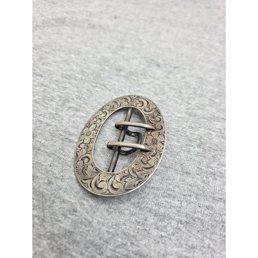 Antique Victorian Edwardian Sterling Silver LF Signed Womens Belt Buckle Pin
